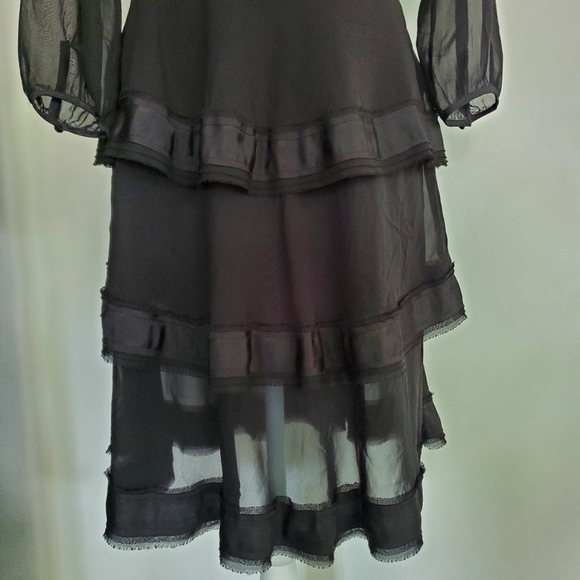 Ivanka Trump Sheer Tiered Black Dress - Picture 6 of 16